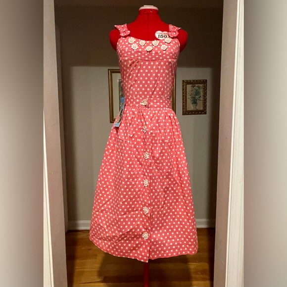 NWT Bettie Page Vintage Reproduction Pink & White Polkadot Playsuit Set - Picture 3 of 11